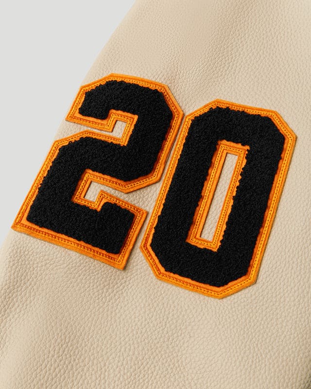 Geedup x Trapstar Letterman Jacket Black/Cream/Orange