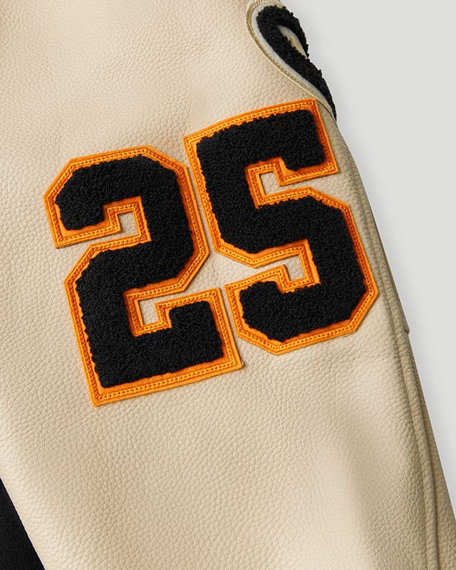 Geedup x Trapstar Letterman Jacket Black/Cream/Orange