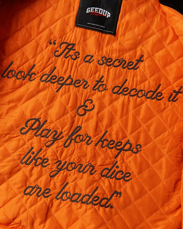 Geedup x Trapstar Letterman Jacket Black/Cream/Orange