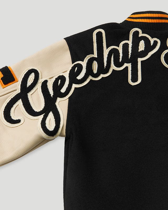 Geedup x Trapstar Letterman Jacket Black/Cream/Orange