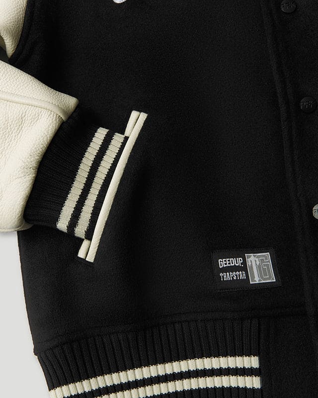 Geedup x Trapstar Letterman Jacket Black/White/Grey