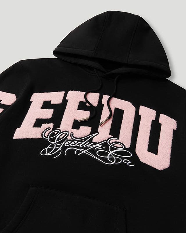 Team Logo Script Hoodie Black/Dusty Pink
