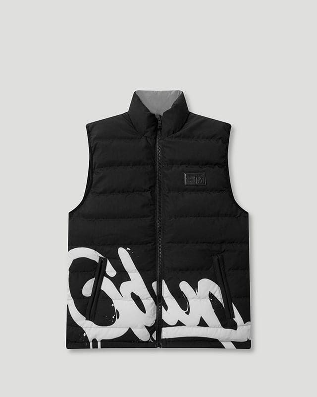 Handstyle/Team Logo Puffer Vest Black/Grey