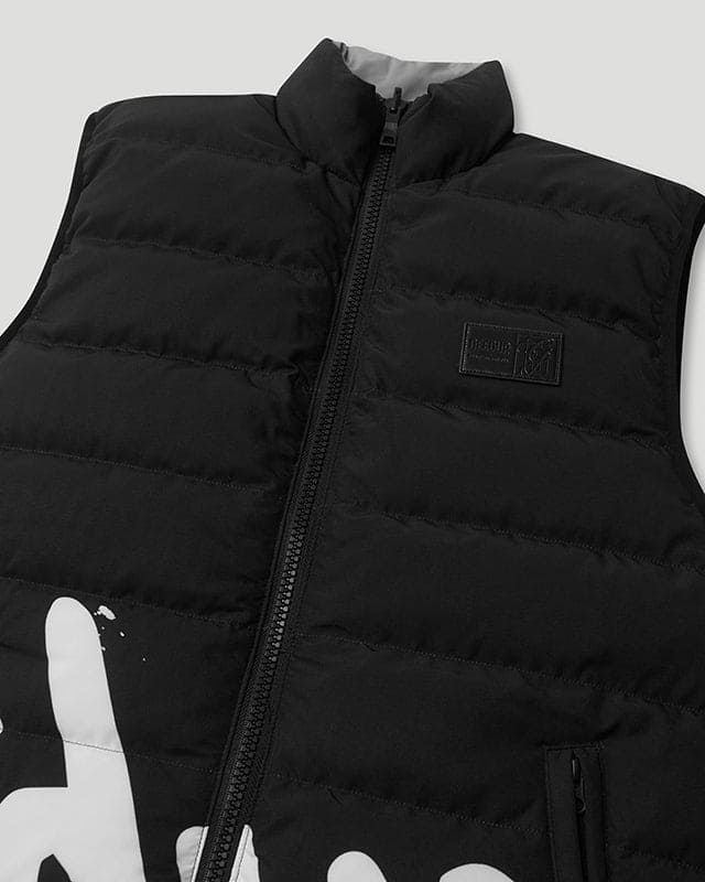 Handstyle/Team Logo Puffer Vest Black/Grey